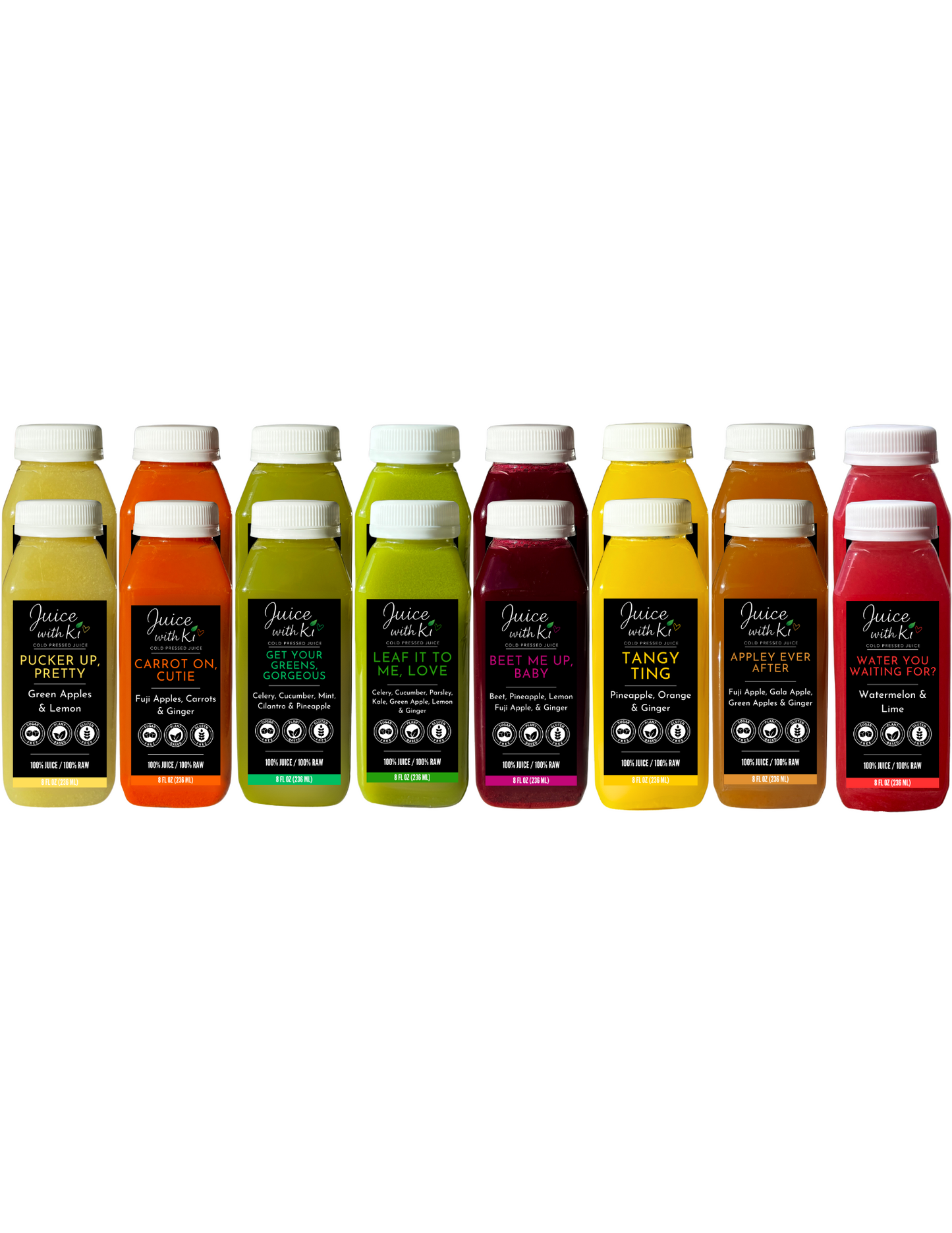 Cold-pressed juice bottles – 2 day cleanse by Juice with Ki