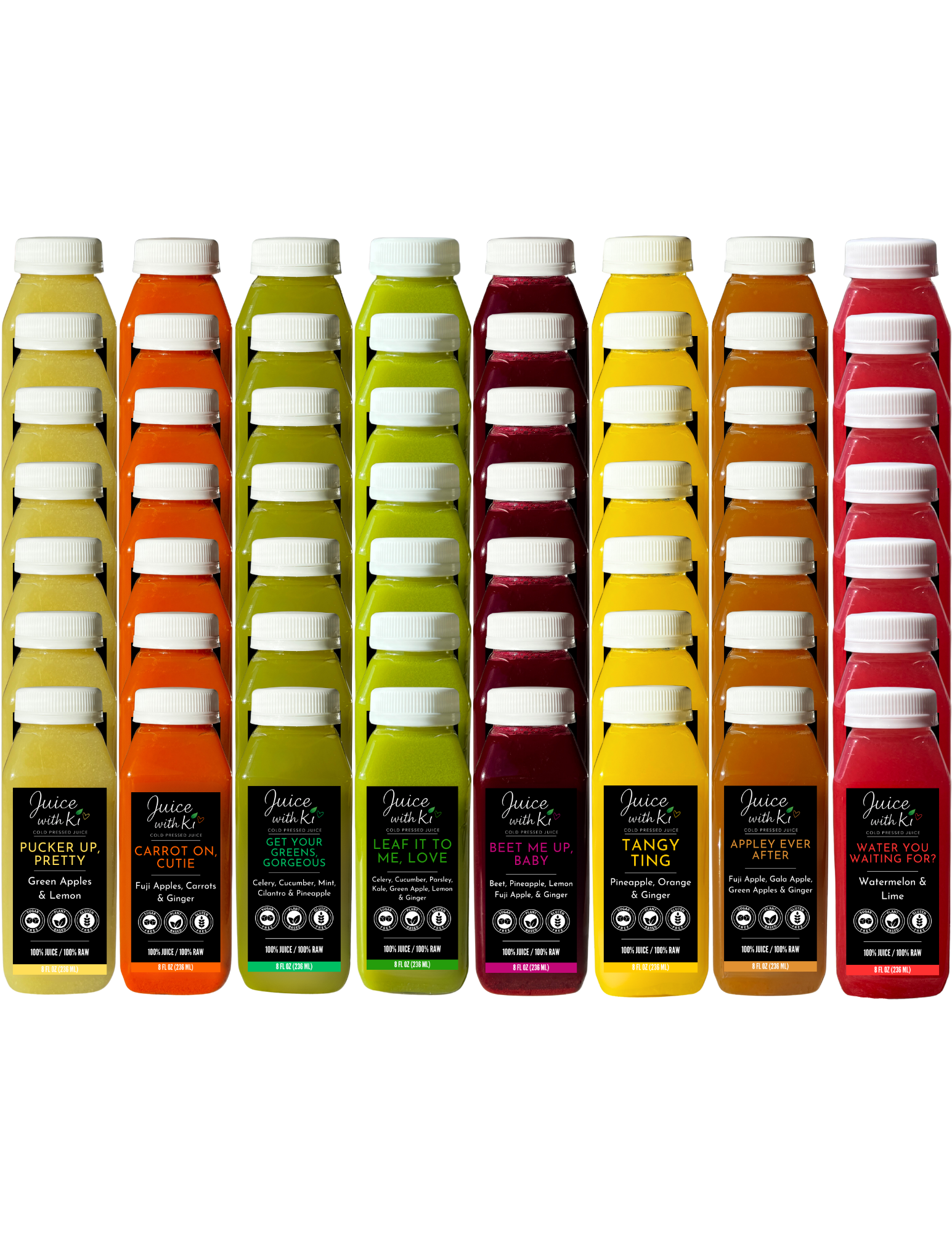 Cold-pressed juice bottles – 7 day cleanse by Juice with Ki